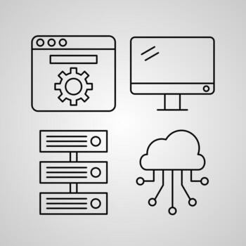 Set of Vector Line Icons of Computer