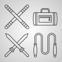 conjunto de iconos simple de iconos de línea relacionados con las artes marciales vector