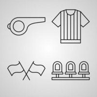 conjunto de iconos de diseño plano de línea delgada de fútbol vector