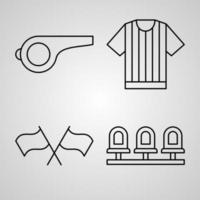 Set of Thin Line Flat Design Icons of Soccer vector