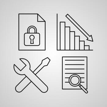 Set of Thin Line Flat Design Icons of Computer vector