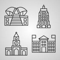 conjunto de iconos simple de iconos de línea relacionados con monumentos vector