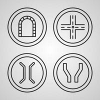 Collection of Road Signs Symbols in Outline Style vector