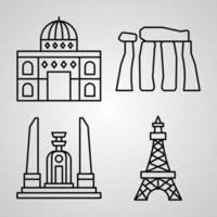 monumentos, icono, conjunto, vector, ilustración, eps vector