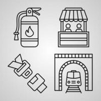 Railway Line Icon Set Collection of in Trendy Outline Style vector