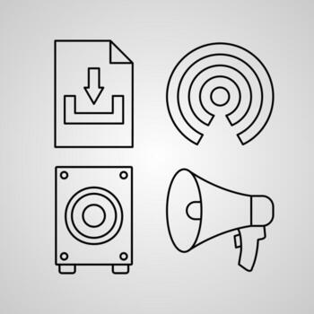 Simple Icon Set of Computer Related Line Icons vector