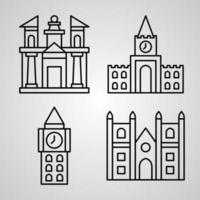 Conjunto de iconos de monumentos aislado sobre fondo blanco. vector