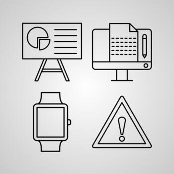 colección de símbolos de computadora sobre fondo blanco iconos de contorno de computadora vector