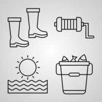 Fishing Line Icon Set Collection of in Trendy Outline Style vector