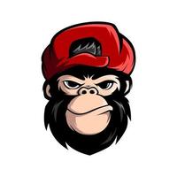 AWESOME MONKEY HEAD WITH HAT VECTOR MASCOT LOGO