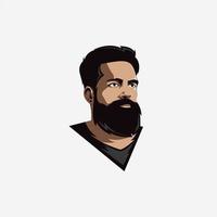 impresionante barba hombre vector mascota logo