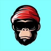 AWESOME COOL MONKEY WITH GLASSES VECTOR MASCOT