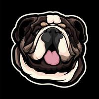 Bulldog con mascota de ilustración de vector de lengua