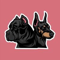 vector de mascota de cabeza de pareja de perro toro impresionante