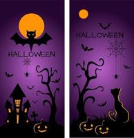 Vector poster night of Halloween, pumpkin, bats