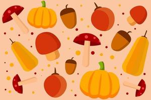 autumn pattern with fruit autumn and mushrooms vector