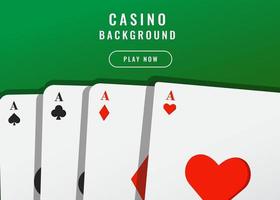 Fondo simple de casino con cuatro naipes as vector