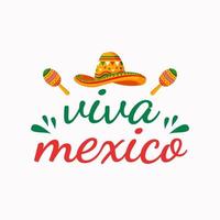 viva mexico with sombrero hat and maracas vector