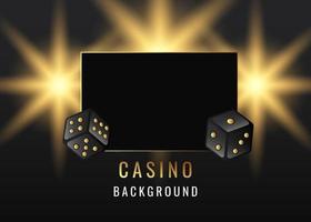 casino background with frame flare light and gold dice vector