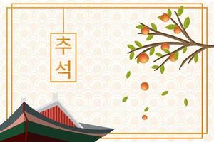 chuseok de corea, vector de fondo tradicional coreano con palacio de corea