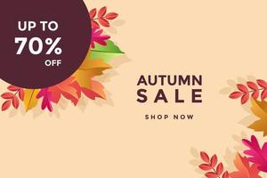 autumn sale banner with a gradient leaves vector