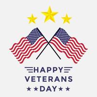 diseño del día de los veteranos con bandera americana y 3 estrellas doradas. 11 de noviembre vector