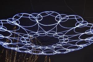 Christmas lights decorating a park to celebrate Christmas photo