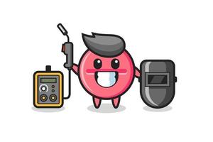 Character mascot of medicine tablet as a welder vector