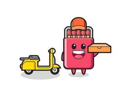 Character Illustration of matches box as a pizza deliveryman vector