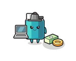 Mascot Illustration of lighter as a hacker vector