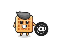 Cartoon Illustration of waffle standing beside the At symbol vector