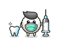 Mascot character of rice ball as a dentist vector