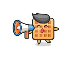 waffle character illustration holding a megaphone vector