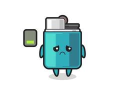 lighter mascot character doing a tired gesture vector