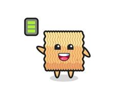 raw instant noodle mascot character with energetic gesture vector