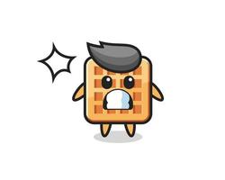 waffle character cartoon with shocked gesture vector