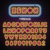 Neon light alphabet vector