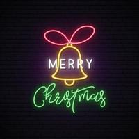 Merry Christmas neon signboard vector