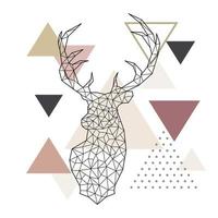 Deer head in a geometric style on abstract background vector