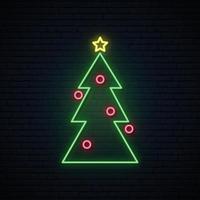 Neon Christmas tree sign vector