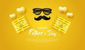 Father's Day poster or banner template with tie and gift box vector