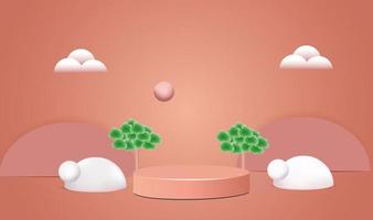 pink podium 3d product display and promotion vector renderings