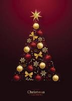 tarjeta de felicitación con árbol de navidad 3d vector