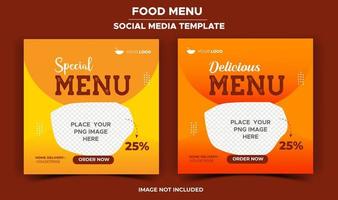 Social media post food menu template vector