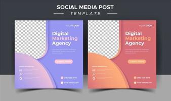 Editable digital marketing agency social media templates vector