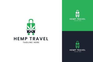 cannabis travel negative space logo design vector