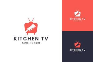 kitchen television negative space logo design vector