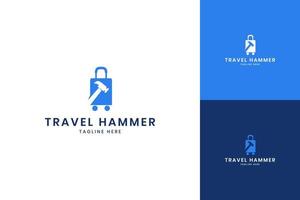travel hammer negative space logo design vector