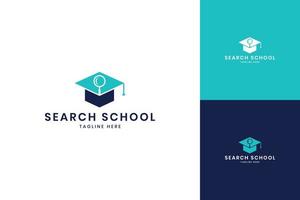 búsqueda de educación espacio negativo diseño de logotipo vector