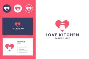 diseño de logotipo de espacio negativo de cocina de amor vector